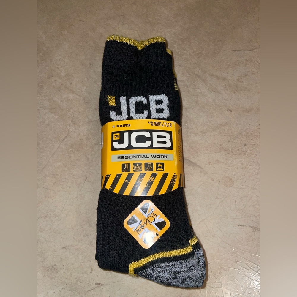 JCB ESSENTIAL WORK SOCKS in Black Mens Sz 10-13